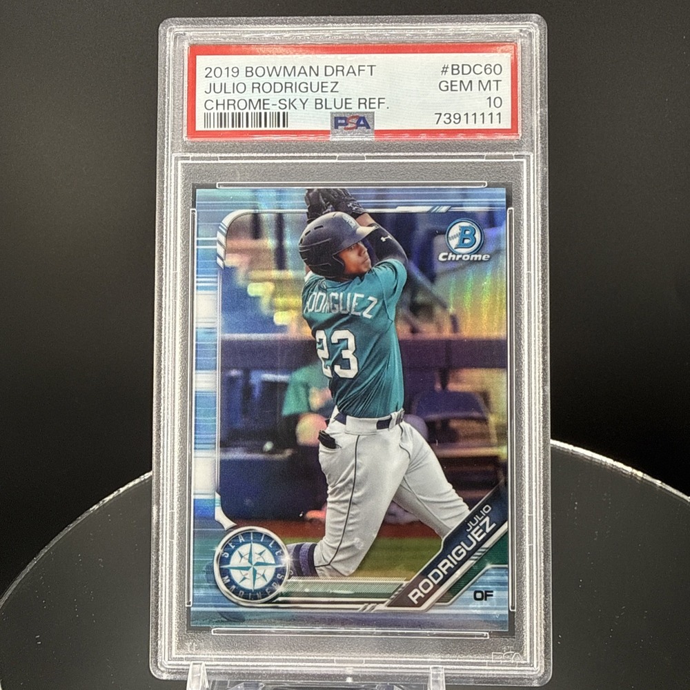 Julio Rodriguez 2019 Bowman Draft Chrome Sky Blue Refractor #BDC60 Graded PSA 10
